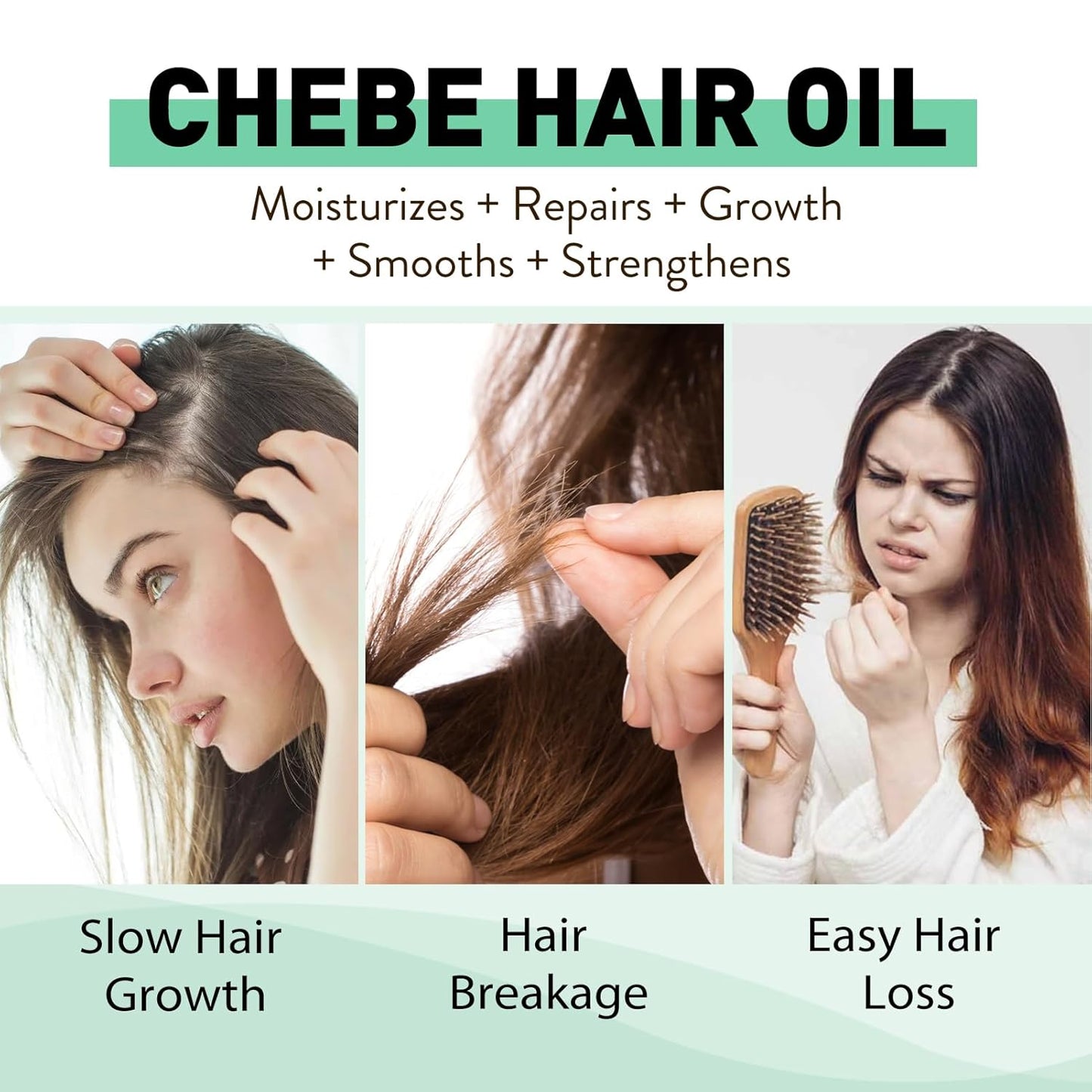 Chebe & Rosemary Hair Oil for Growth, 10 in 1 Moisturizer for Scalp, African Powder for Stronger, Longer Hair, Natural Oil for All Hair Types (2PCS)