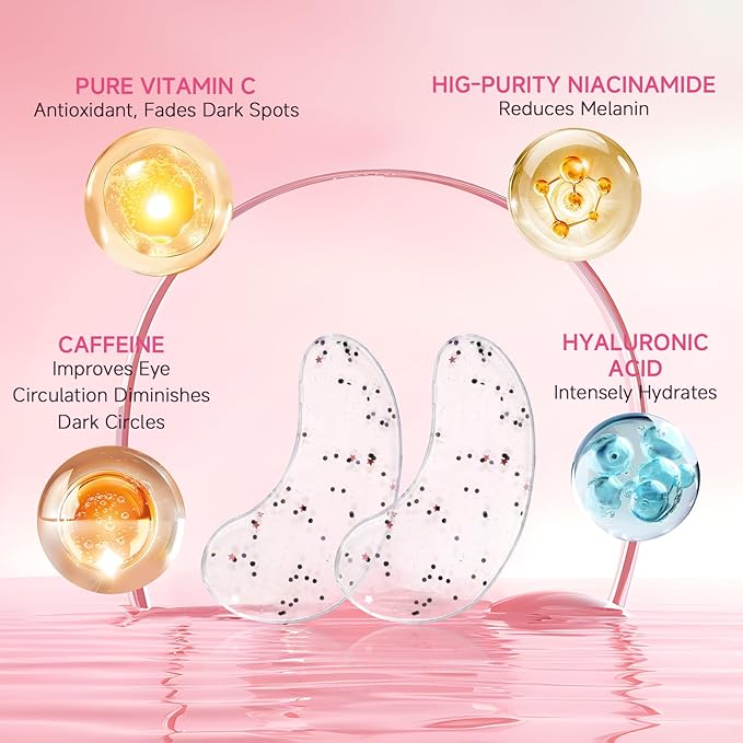 POSTA 20Pairs/40Pcs Collagen Under Eye Patches, Glitter Under Eye Mask for Dark Circles and Puffiness, Hydrating Eye Skincare Reduce Wrinkles and Fine Lines, Eye Gels Pads for Beauty Personal Care