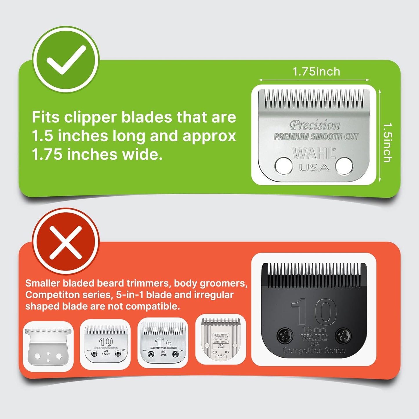 Clipper Guards for Wahl 10 12 14 16 18 20 Hair Clipper Guards 6pcs Extra Long Clipper Guard Attachments 2.5 Inch Clipper Guides Multiple Sizes Universal 2.5", 2.25", 2", 1.75", 1.5", 1.25" (Dark Gray)