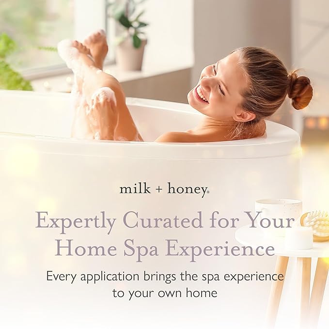 milk + honey Calming Bath Soak No. 8, Moisturizing Epsom Salt Bath Soak with Lavender and Eucalyptus Oils, Soothing and Relaxing, 10 oz