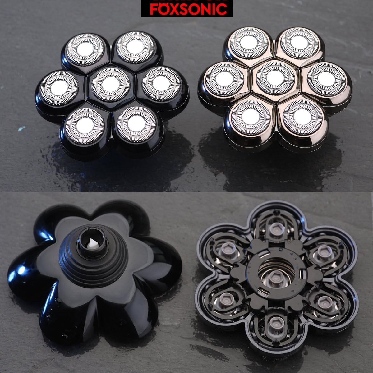 Universal Magnetic 7 Blades Head Shaver Replacement Blades Compatible with Wyklaus SHPAVVER Head Shaver and Other Brands Head Shaver (CX7 BLACK)