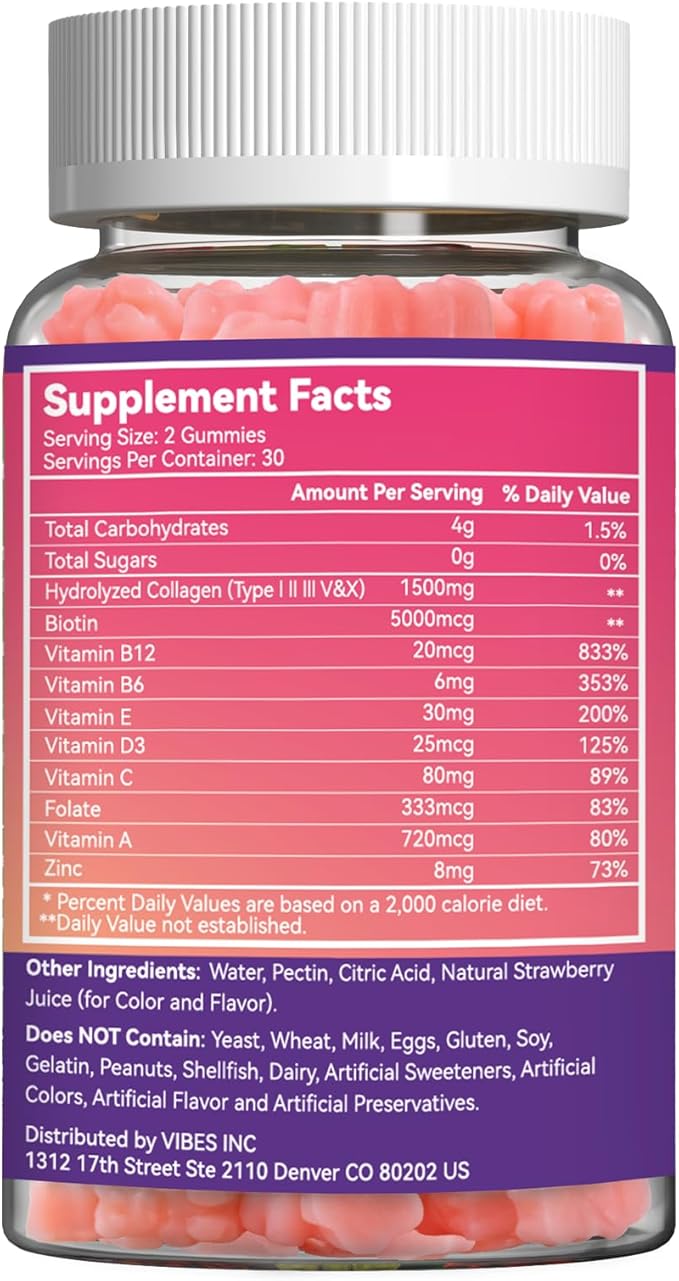 2 Pack Hair Skin and Nails Gummies with Biotin Collagen Vitamins for Women - Support Healthy Hair, Skin & Nails - 120 Count