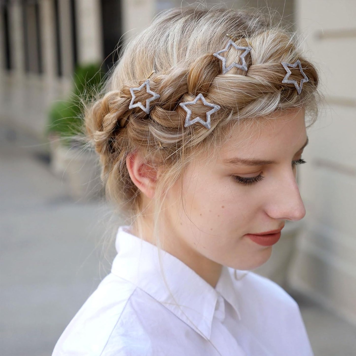 Joez Wonderful 20 Pcs Star Hair Clips, 1.18"/3cm Metal Snap Hair Clips, Cute Star Clips Hair Barrettes, Non-Slip Fashion Hair Accessories for Women (Silver Shiny)