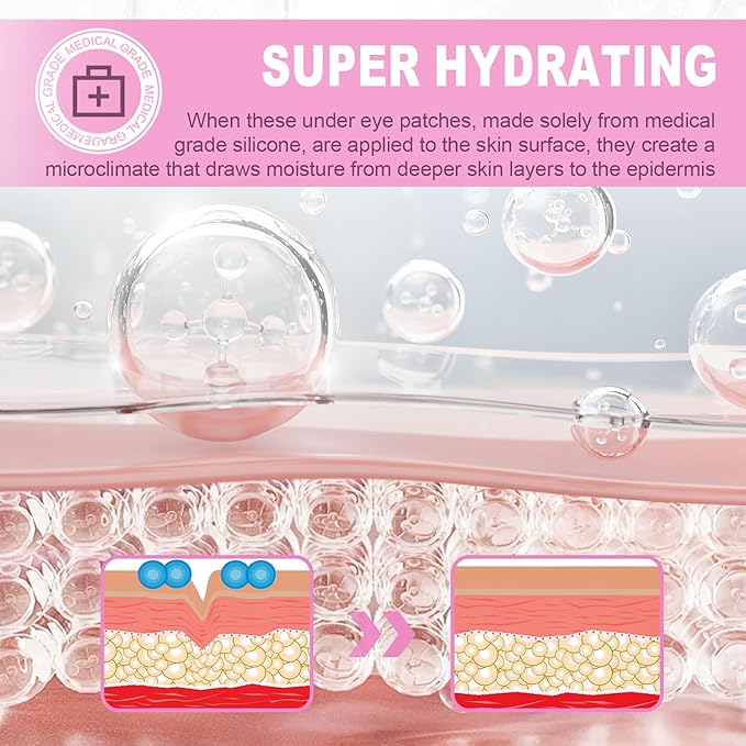 Akissos Under Eye Patches Silicone Reusable Eye Patches for Wrinkle, Puffiness Eyes, Dark Circles - Overnight Skin Facial Moisturizer Treatment for Men and Women - Smile Line Pads