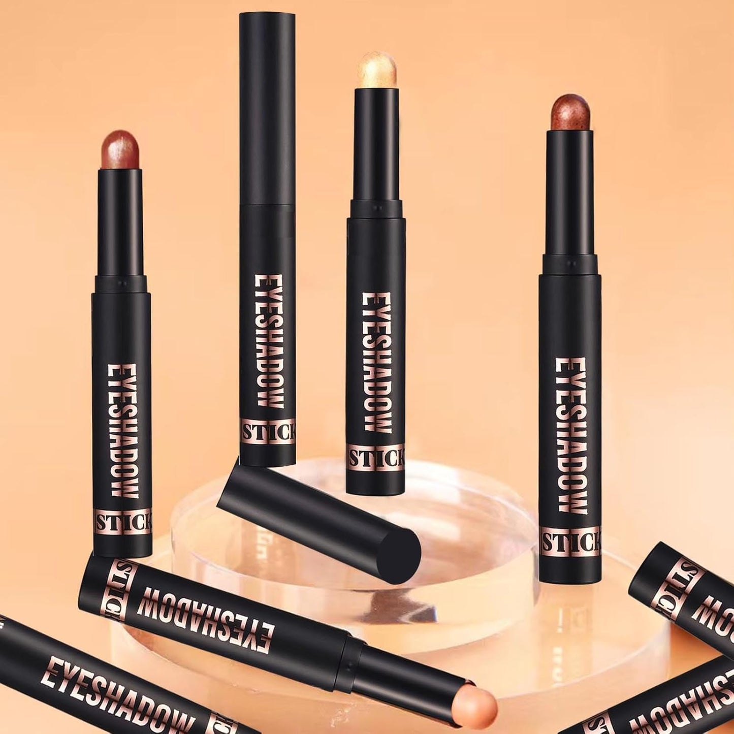 Warm Brown Eyeshadow Stick Shimmer Eyeshadow Pencil Crayon, Hypoallergenic Waterproof Long Lasting Eye Shadow Stick Makeup, Women Multi-Dimensional High Pigment Eye Highlighter Pen(12#)