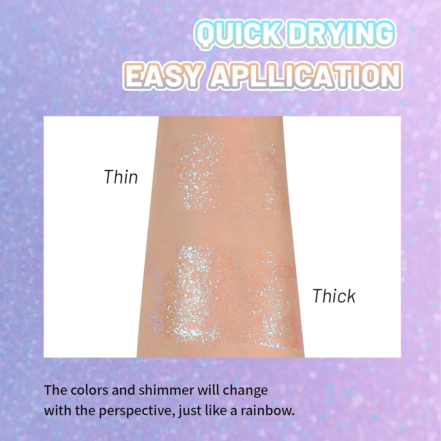 DAGEDA Body Glitter Gel, Roll-on Face Glitter for Mermaid Makeup Festival Rave Accessories, Holographic Hair Glitter Gel,Body Shimmer Halloween Makeup for Rave Party(Fantasy)