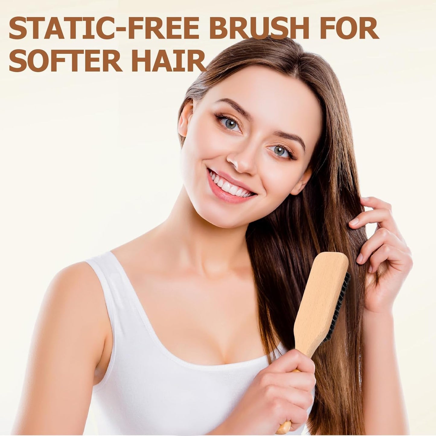 Boar Bristle Slick Back Hair Brush for Men Women Kids – Ideal for Sleek Ponytails, Buns, Smoothing Baby Hairs Flyaways with Edge Control & Volume Creation, Wide Rat Tail for Sectioning & Parting