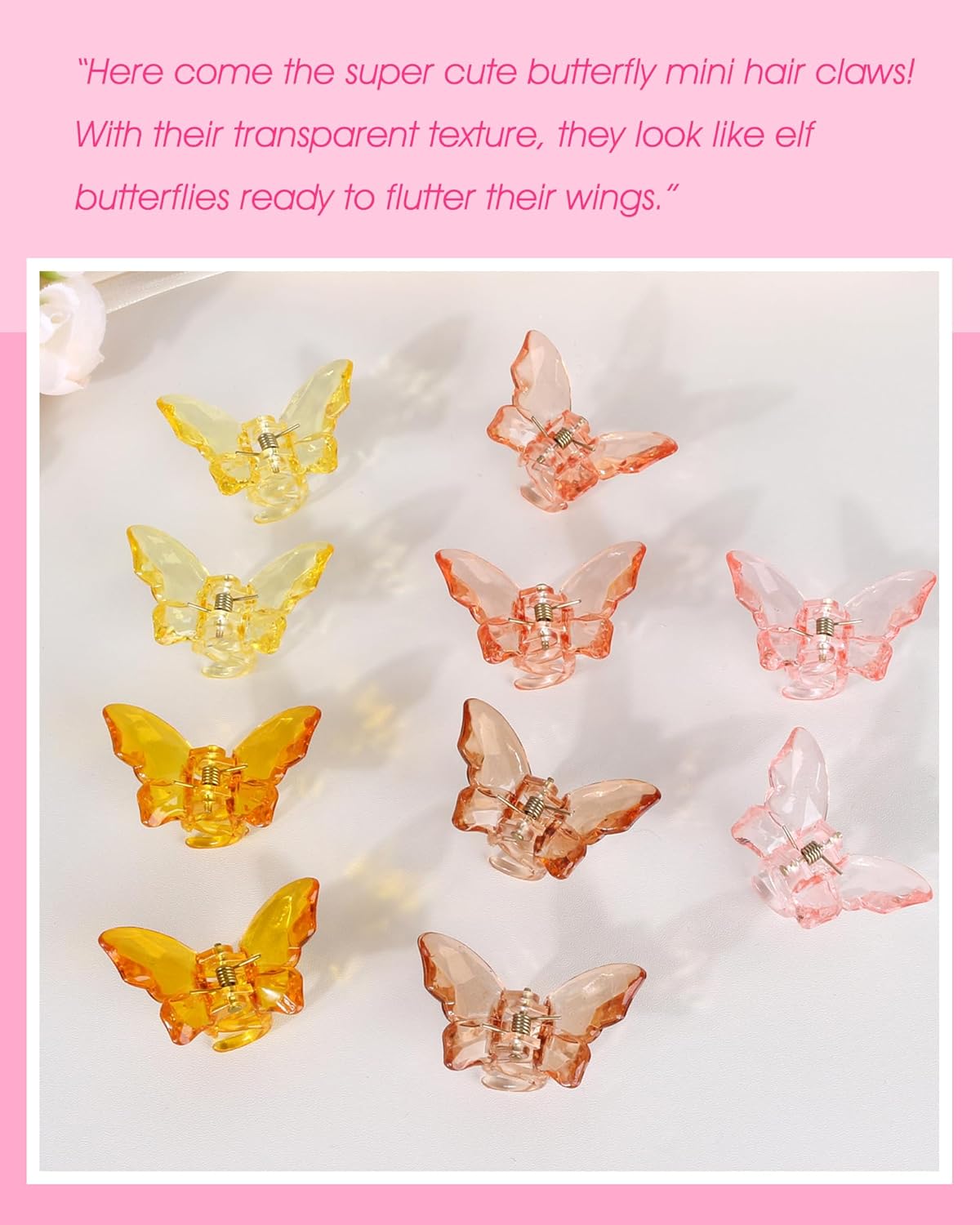 NAISIER Hair Claw Clips Jaw Clips 1.8 inch Clear Butterfly Hair Accessories for Girls and Women (Small sized, 24 pack)