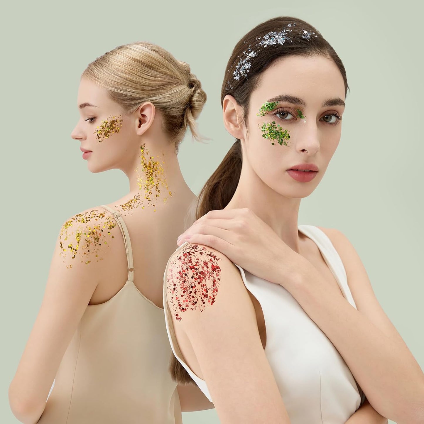 Teenitor Face Glitter, 9 Jars Body Glitter Gel, 9 Colors Makeup Gel Glitter for Face and Body, Hair