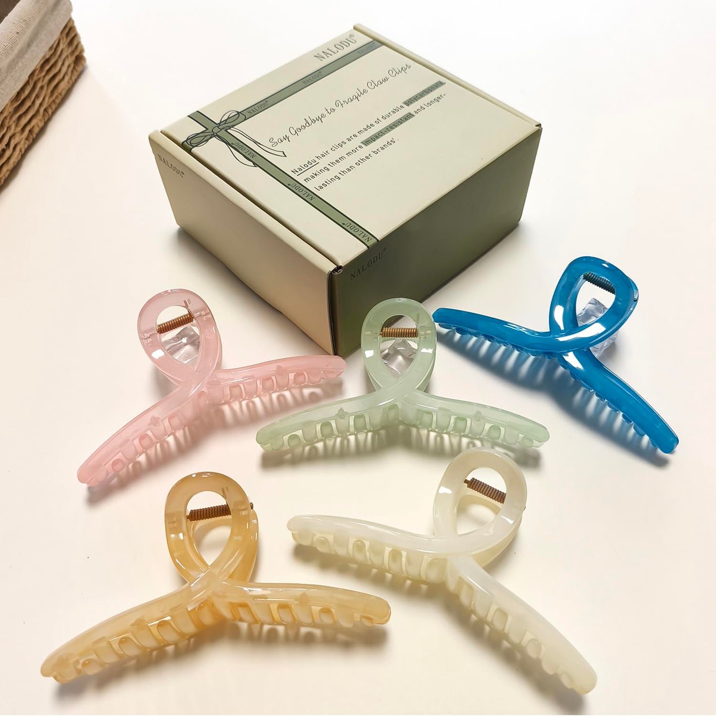 5 Inch Extra Large Claw Clips, 13 cm No Slip Jelly No Slip XL Hair Clips for Thick Long Curly Hair, Big Hair Claw Clips, 5 Pack