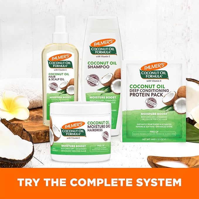 Palmer's Coconut Oil Moisture Boost, Restorative Hair and Scalp Oil Spray, Lasting Hydration and Shine for Dry or Damaged Hair, Promotes Scalp Health, 5.1 Oz (Pack of 2)