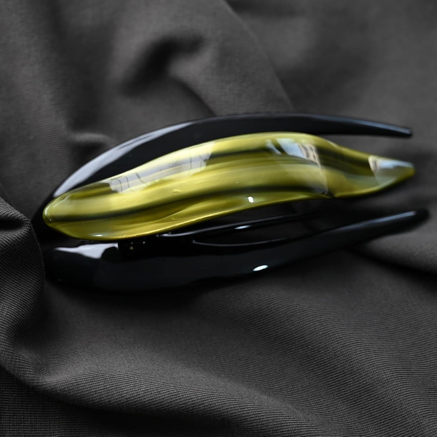 Handmade Celluloid French Design Tortoise Shell Barrettes Side-slide Opening Duck Luxury Fashion Accessories Hair Clip Claw for Women (green)