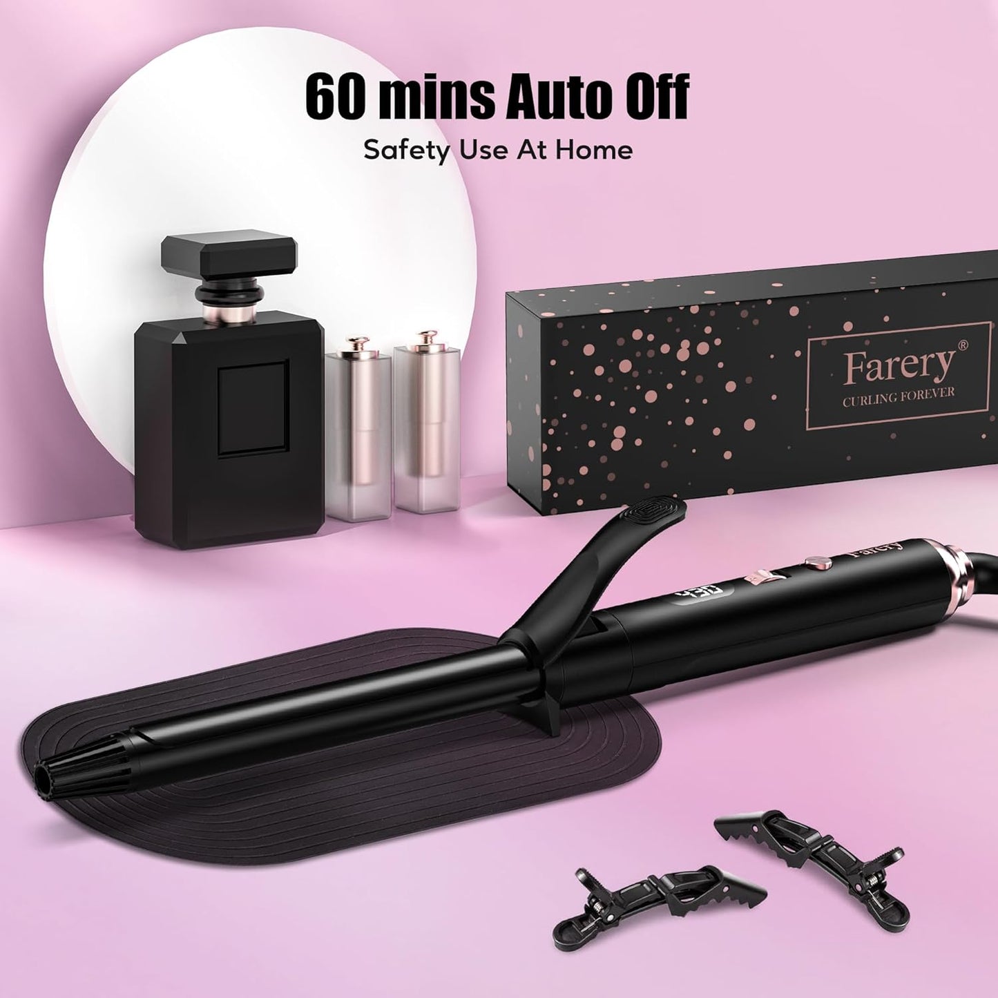 Farery Long Barrel Curling Iron 3/4 Inch, Extra Long Curling Iron for Tight Curls, Ceramic Curling Wand Infused Argan Oil & Keratin, Long Lasting, 11 Adjustable Temp, Include Clips & Silicone Pad