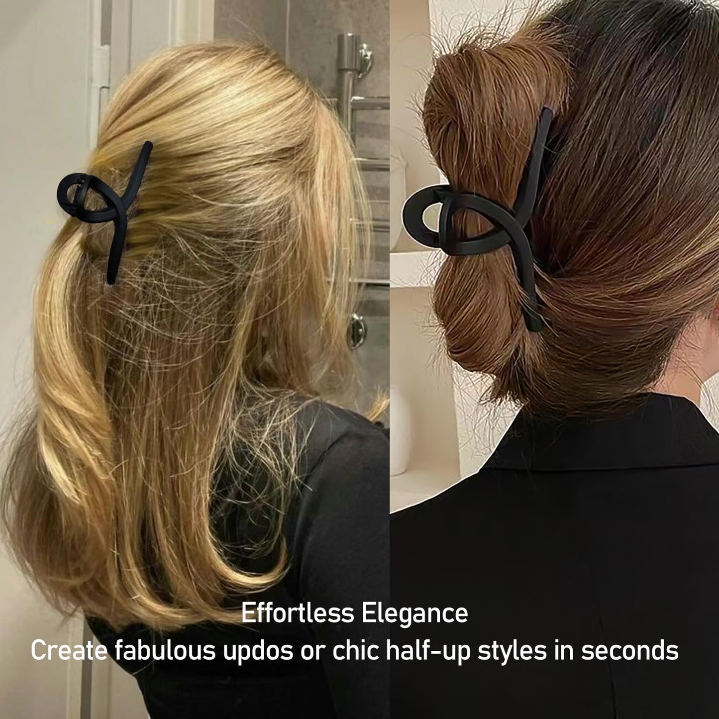 4.3 Inch Hair Claw Clips Large 4 Inch No Slip Big Black Matte Jaw Clip for Thin Fine and Medium Thick Hair Women, 4 Pack