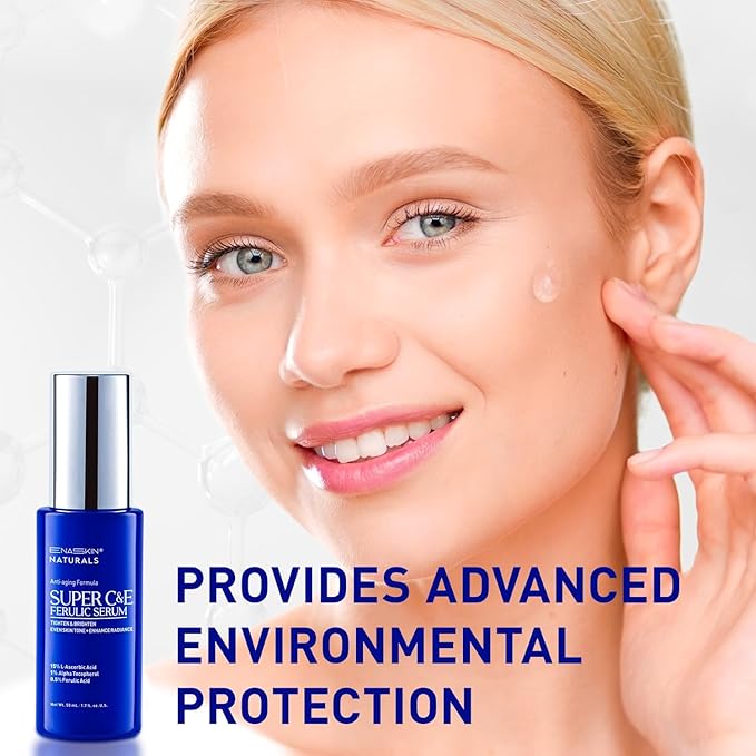 Super C Serum for Face: Enaskin Naturals Vitamin C Face Serum with Ferulic Acid for Women Mature Skin, Premium Formula Vit C Facial Serum for Brightening Dark Spots and Glowing up Skin - 1.7 Oz