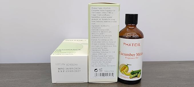 3.38FL.OZ Cucumber Melon Fragrance Oils for Aromatherapy, Essential Oils for Diffusers for Home, Perfect for Diffuser, Yoga, Skin Care, DIY Candle and Soap Making - 100ml