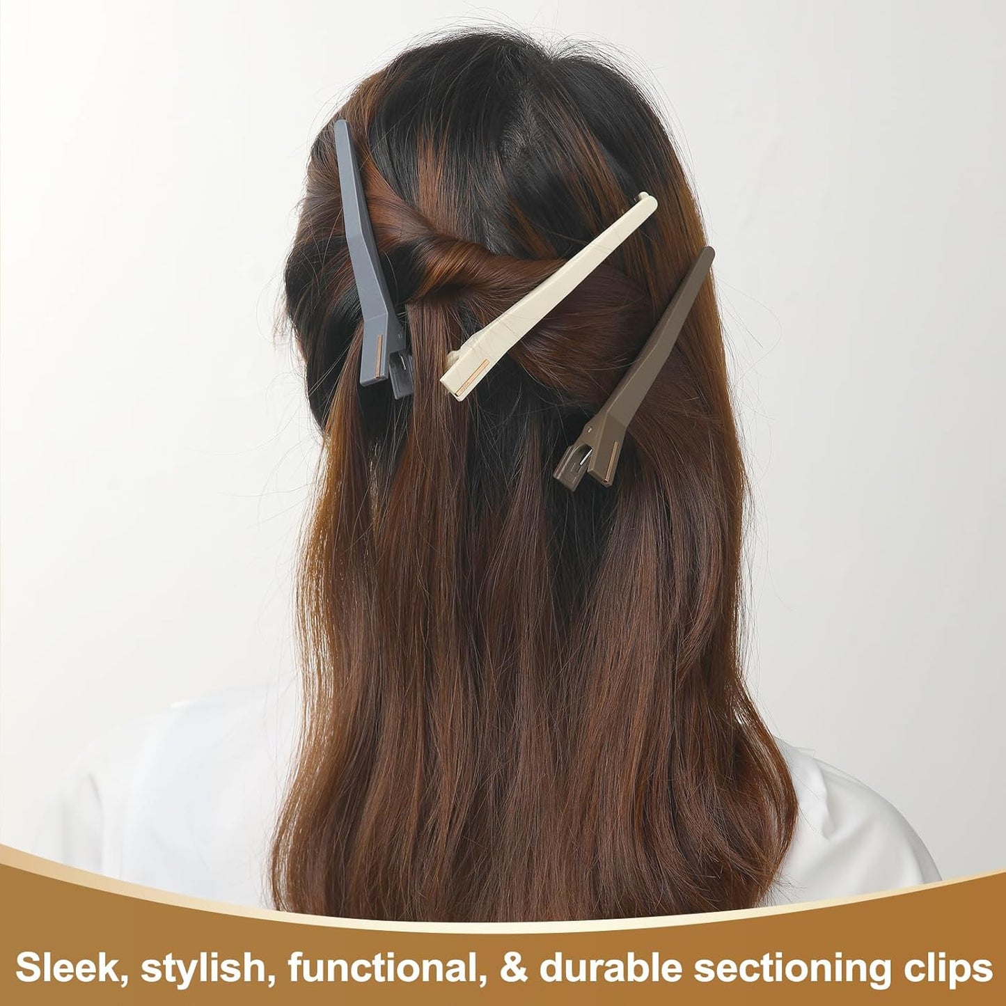 PERFEHAIR 6 Pcs Hair Sectioning Clips for Styling, No Crease Non Slip Salon Hair Clips with Silicone Band for Cutting, Blow Drying & Rollers, Professional Barber Clips for Thick Hair