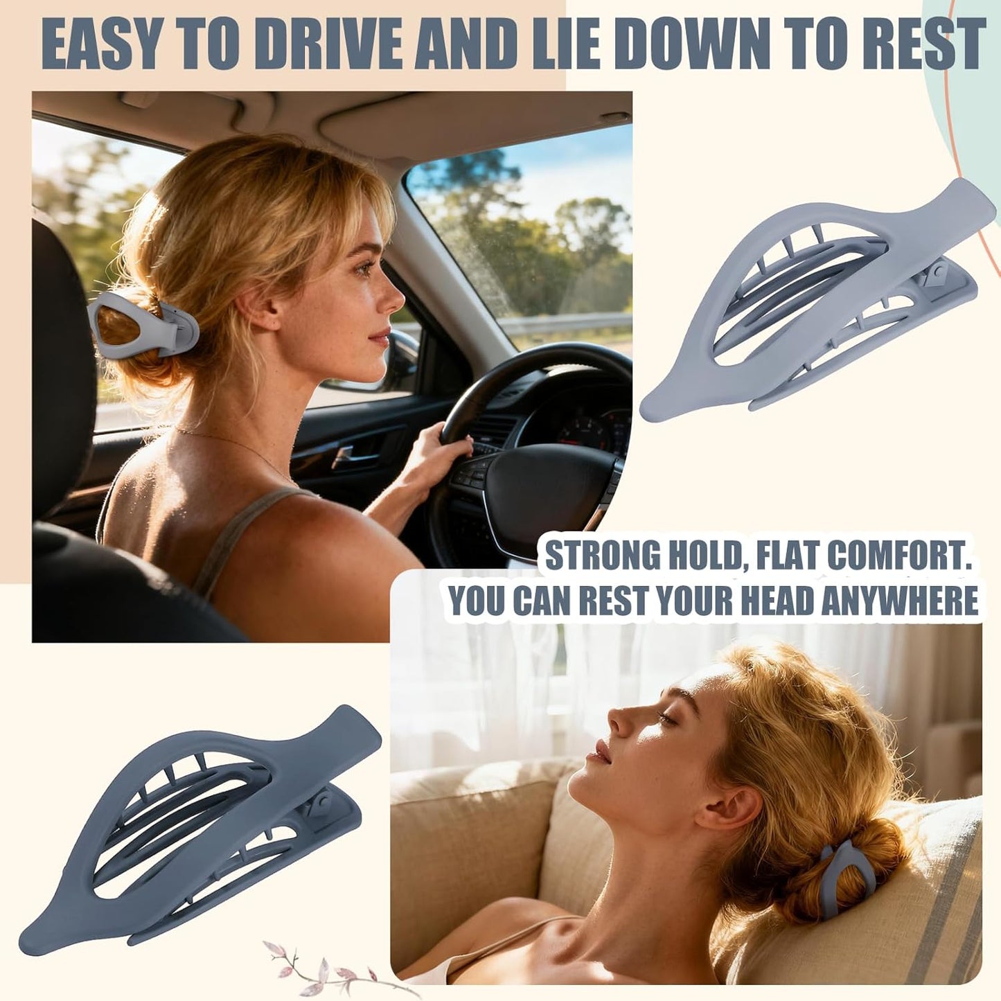 Flat Hair Clips for Women - 6 PCS French Flat Claw Clips Medium Hair Clips for Girls Large Hair Claw Clips for Thick or Thin Hair Strong Hold No Slip Hair Accessories for women (Brown Grey)