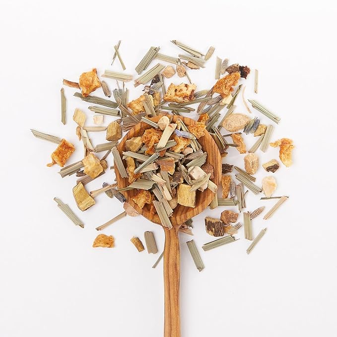 JusTea STARRY NIGHT | Loose Leaf Herbal Tea | Tin with Hand Carved Tea Spoon | 40+ Cups (2.5oz) | Caffeine Free | Award-Winning | Fair Trade | Non-GMO