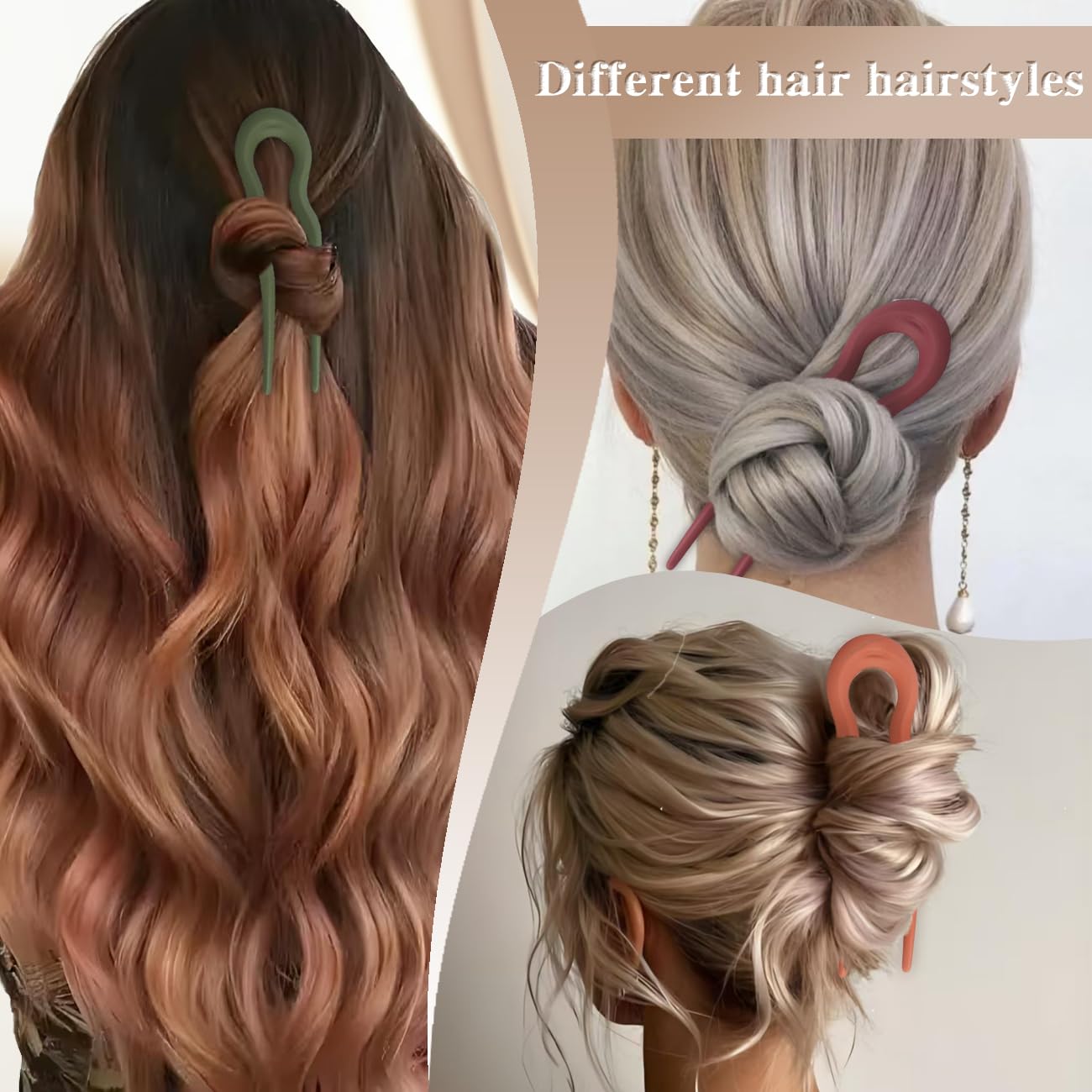 6PCS French Hair Pins for Women, French Twist Hair Pin for Thick Hair, Fashion Hair Pin for Styling Chignon, Wavy U Shaped Hair Clips for Women Hair Accessories