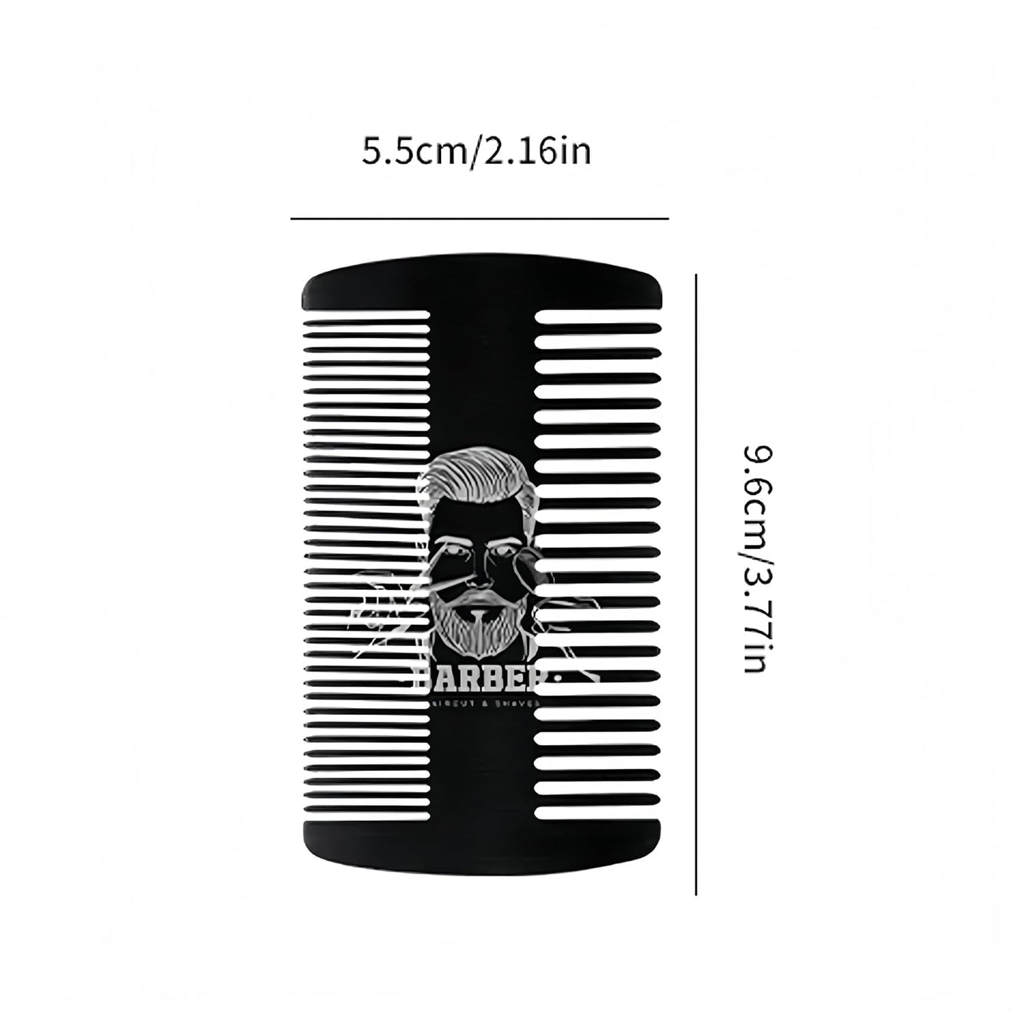 Metal Beard & Mustache Comb for Men - Anti-Static Dual Action - Credit Card Size Stainless Steel EDC Comb, Lice Wallet Pocket, Fine Cutting Teasing Barber Hair Styling - Black