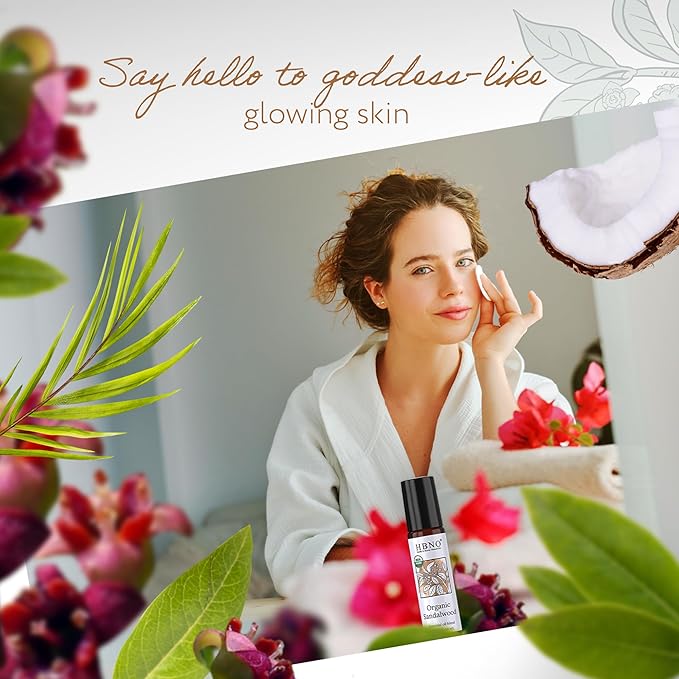 HBNO Organic Australian Sandalwood Essential Oil Roll-On -1/3oz(10 ml) Travel Size-USDA Certified Organic Sandalwood and Mct OilsPerfect for Traveling,Aromatherapy,Massage,perfumes,moisturizer