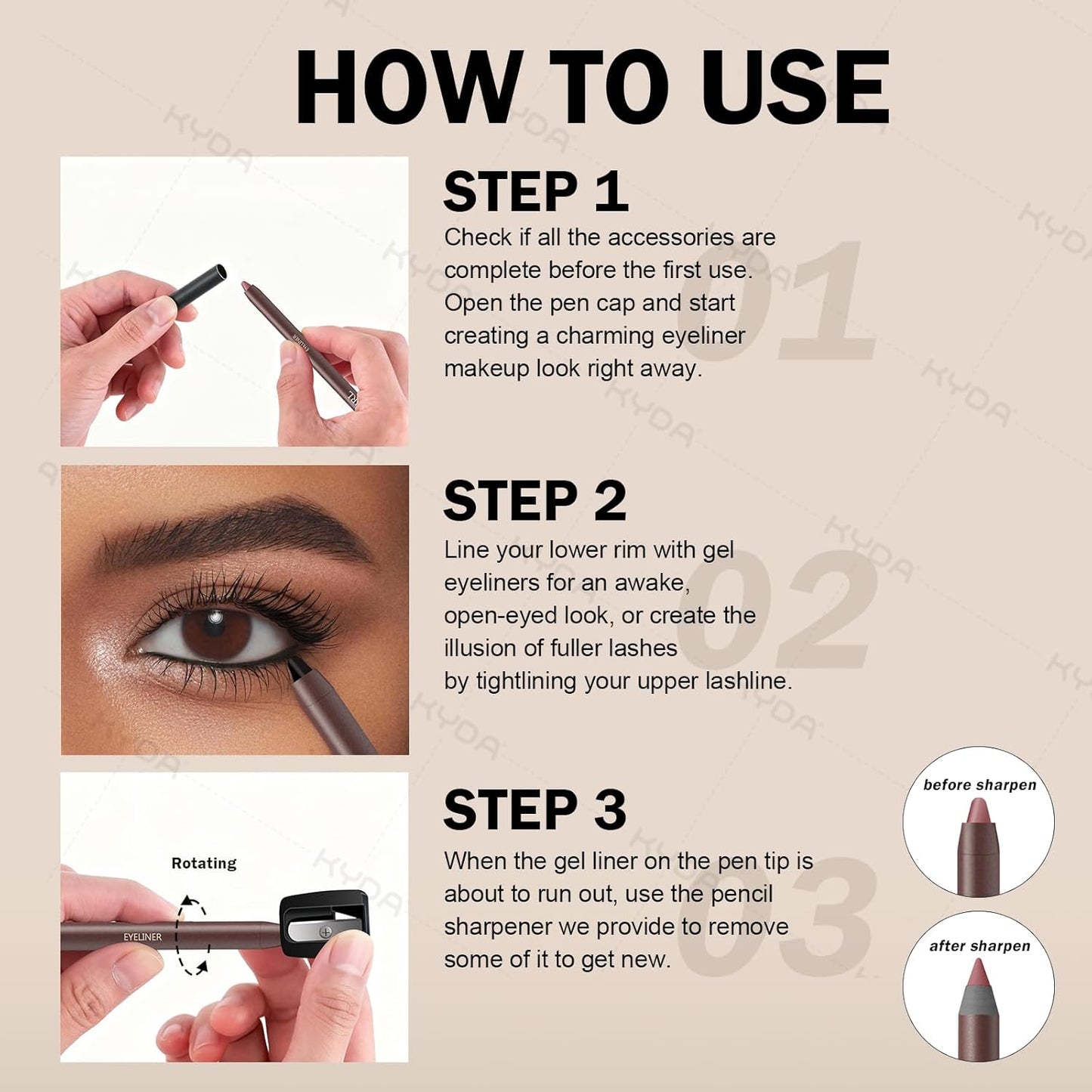 KYDA 2 Pcs PLUM Gel Eyeliner Pencil, Smooth Creamy Matte Gel Eyeliner with Sharpener, Multi-Use Sharpenable Eye Liner, Lasting Waterproof Smudge Proof, High Pigmented Waterline Eyes Makeup Pen