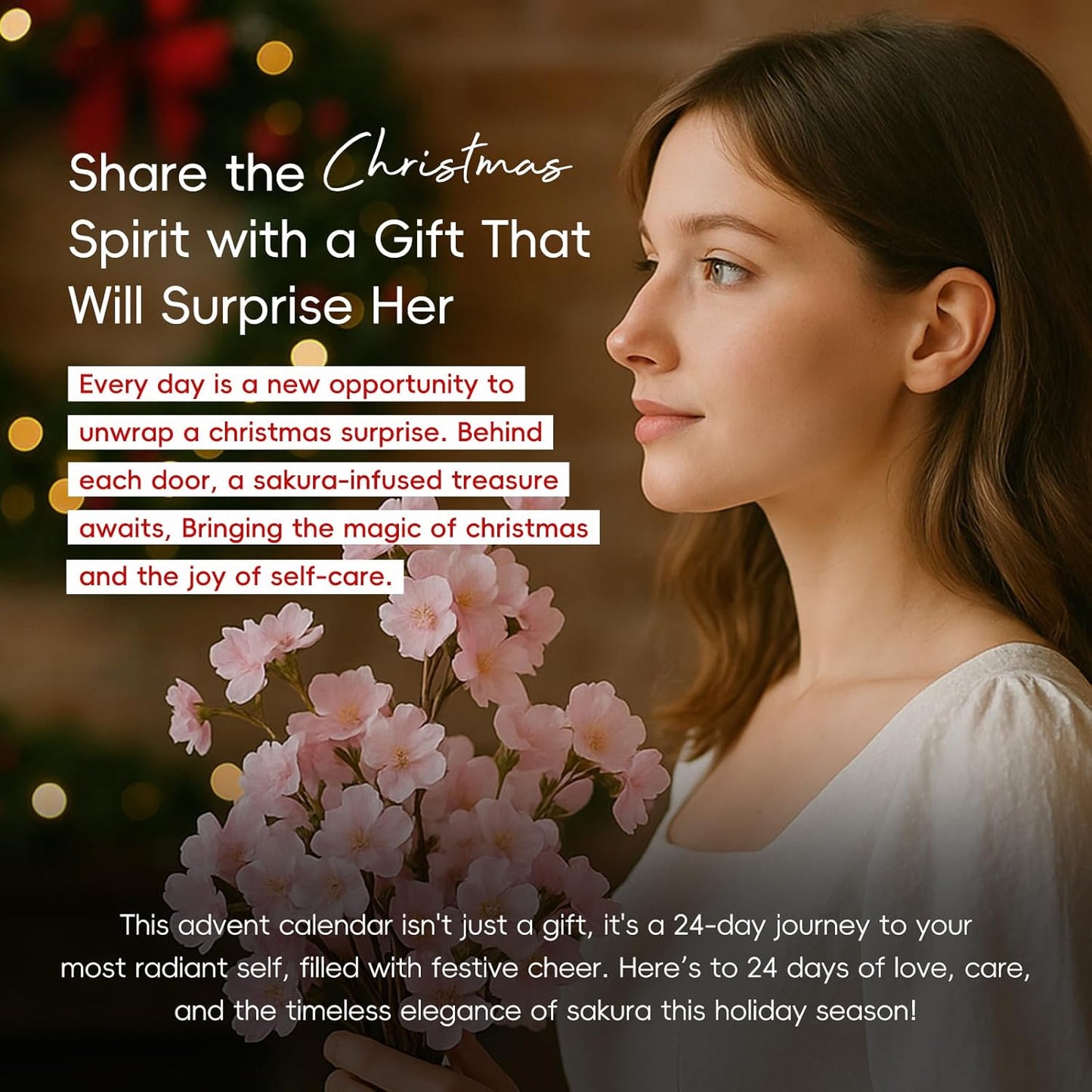 LAIKOU Japan Sakura Beauty Advent Calendar 2025, Christmas Gifts for Women, Skin Care Set, Bath Body Gift Set, New Year Skincare Beauty Gift Baskets, 24pcs Surprise Gift Box for Women and Girls