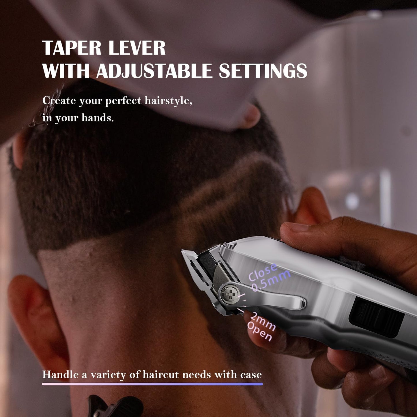 SUPRENT PRO Professional Hair Clippers for Men - High Torque Brushless Motor & Detachable Blade - Cordless Hair Trimmer Set for Barbers with Charging Base - Premium Hair Clipper Kit - Silver