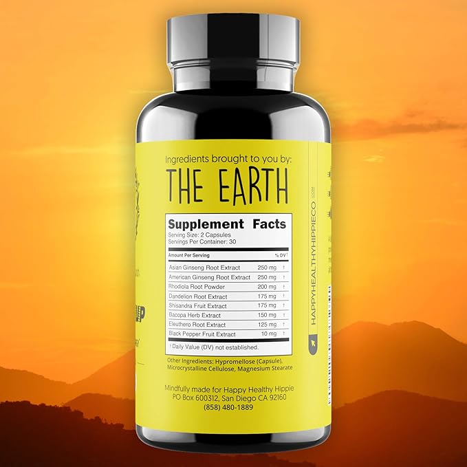 Happy Healthy Hippie Pick Me Up Natural Energy Pills & Vegan Collagen Builder