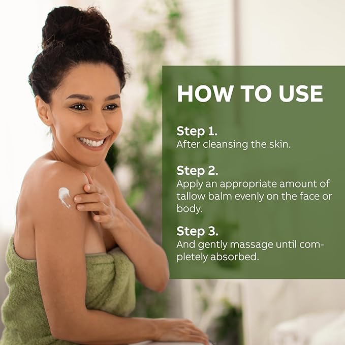 Beef Tallow for Skin, Beef Tallow and Honey Balm, All-Natural Moisturizer Nourishes and Hydrates the Skin Face Body, Grass Fed Whipped Tallow Honey Balm with Honey 60ml