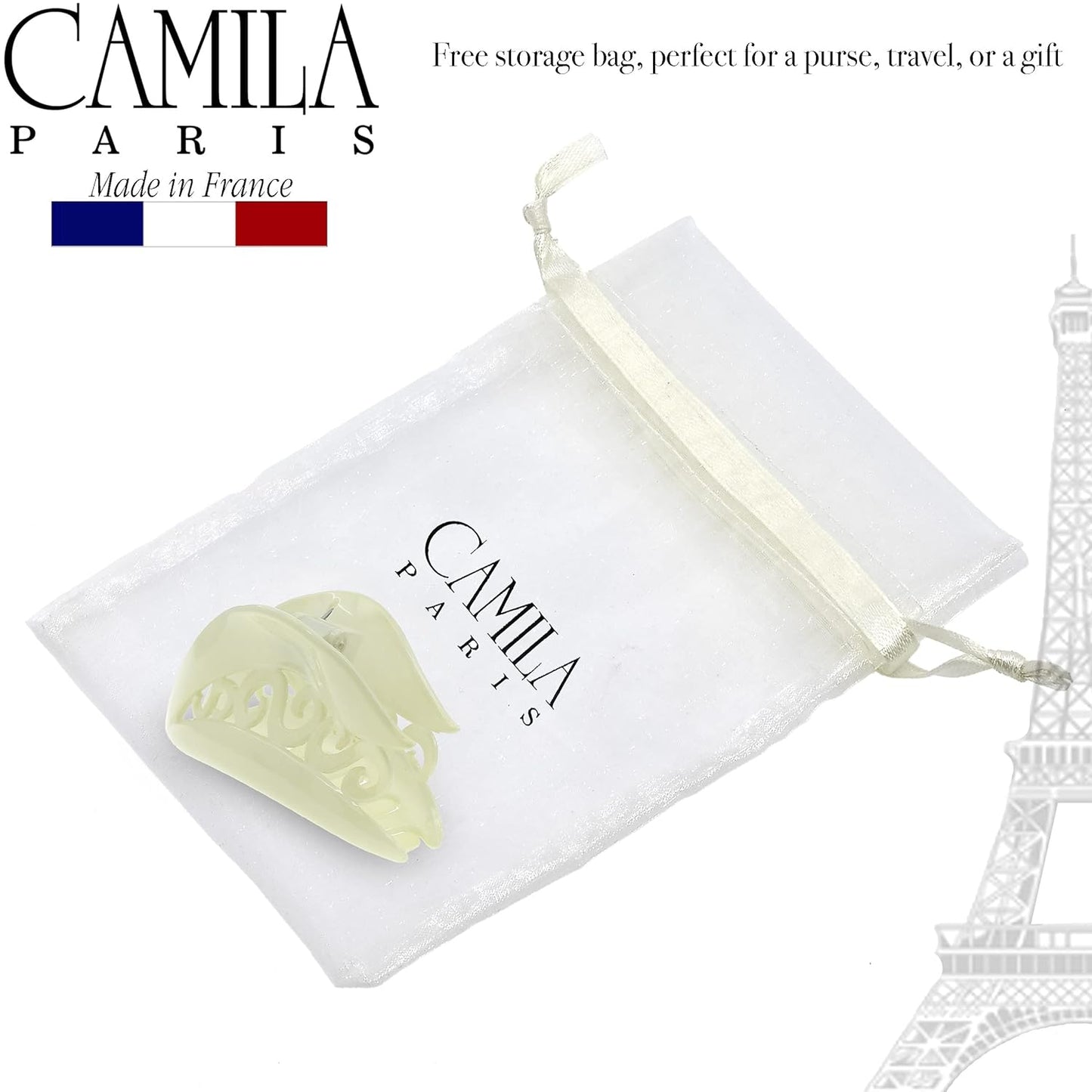 Camila Paris CP3393 French Hair Clip for Thick Long Curly Wavy Hair, Lime, Girls Jaw Clip, Strong Hold No Slip Grip, Made in France