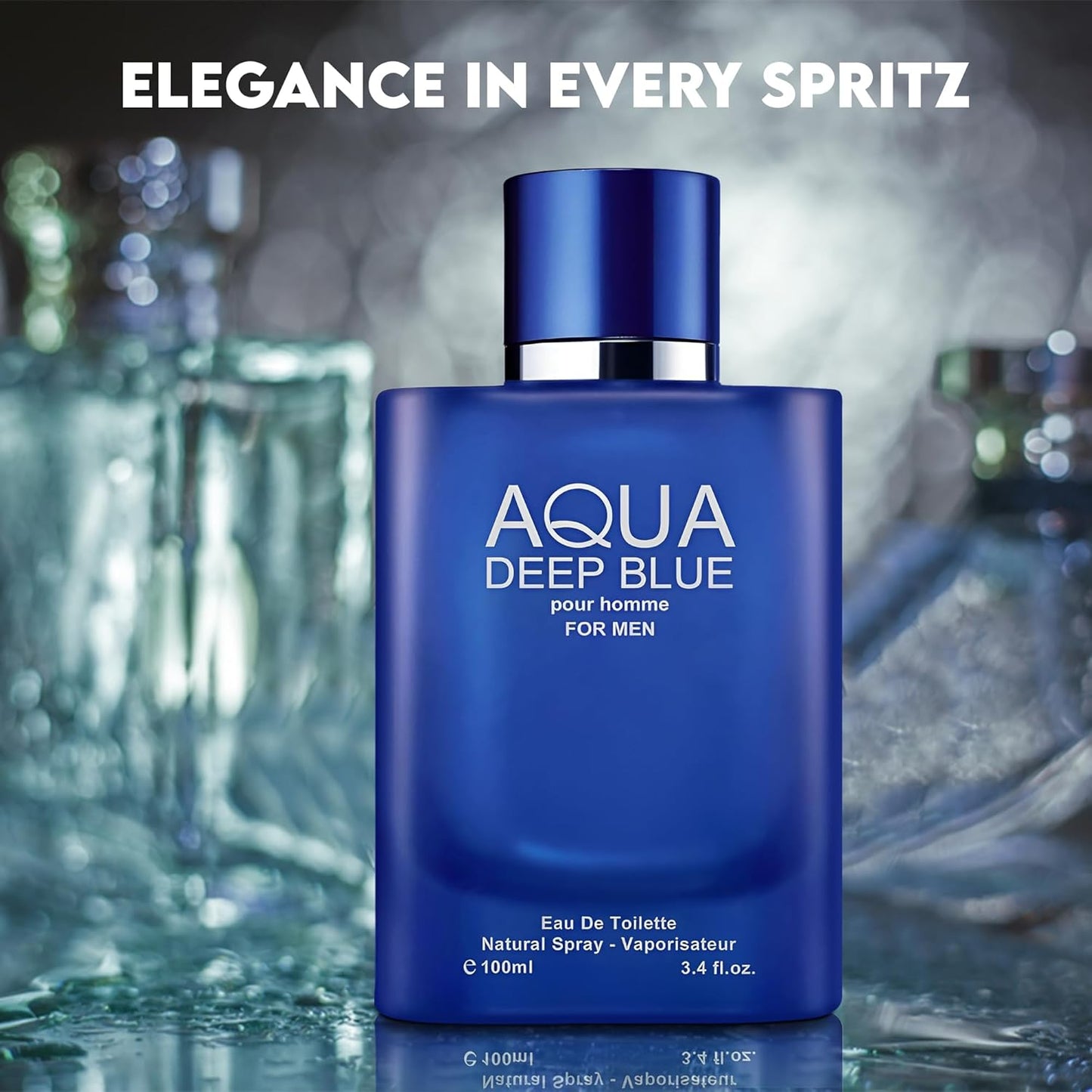 Aqua Deep Blue Cologne for Men Natural Spray Perfume Classic Scent Wonderful Father's Day Gift Eau De Toilette for Daily Use 3.4 Fluid Ounce