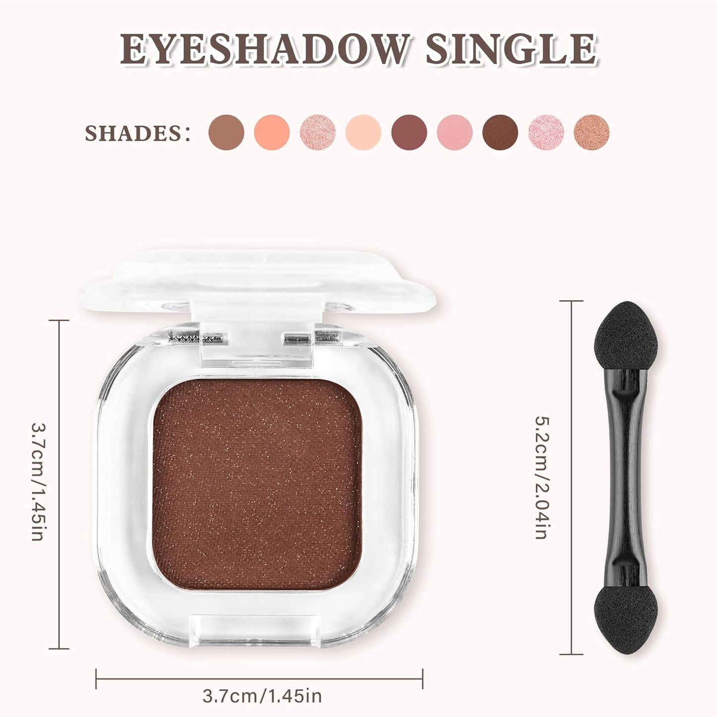 Brown Shimmer Single Eyeshadow Makeup Powder Palette,High Pigment Blendable Formula Eye Make-up for Women,Neutral Eye Shadow,sombras para ojos,Longwear Waterproof,Vegan & Cruelty-Free,Eyeshadow Gift