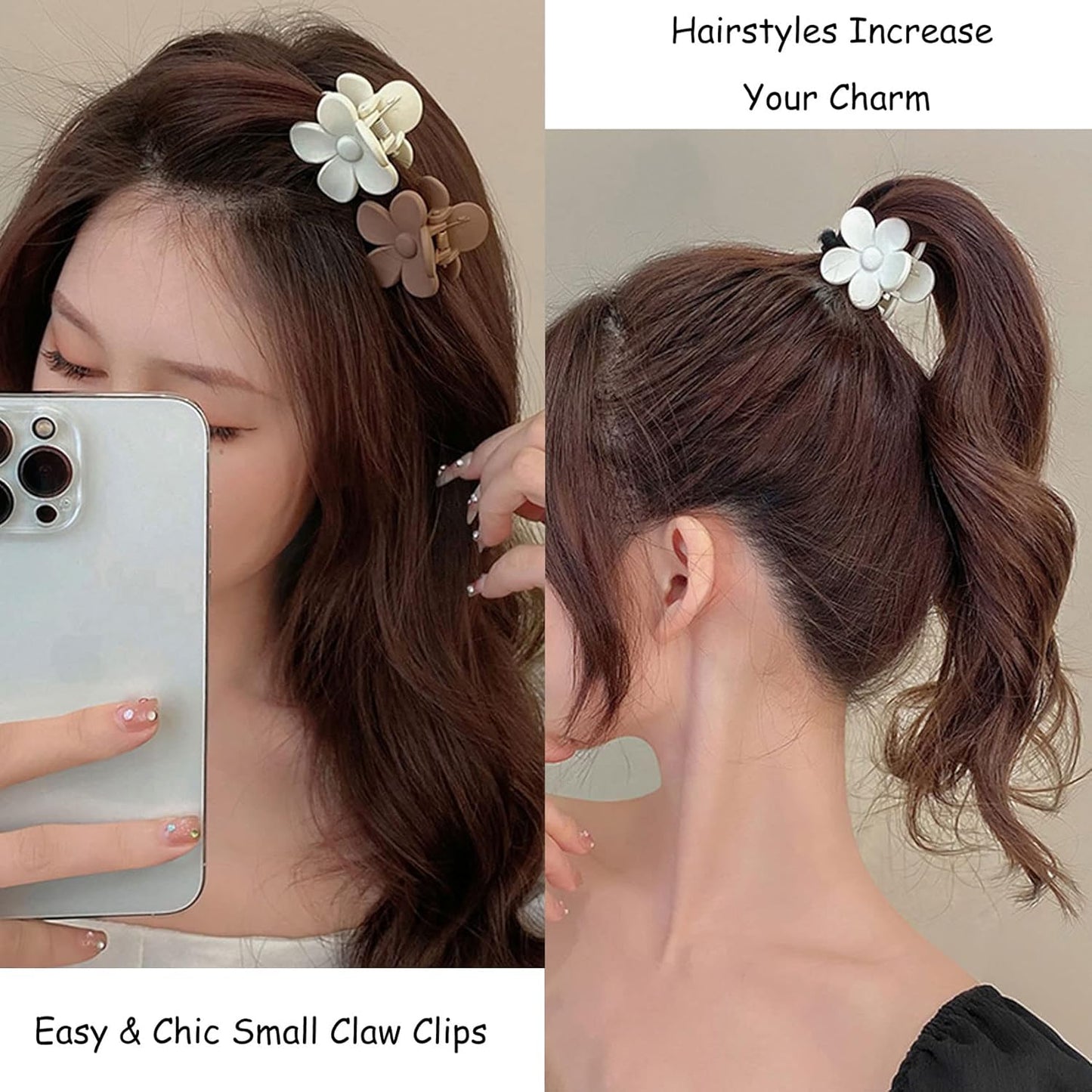 15 PCS Small Flower Hair Claw Clips 1.49 Inch Jaw Clips for Women Girls Nonslip Strong Hold Hair Accessories