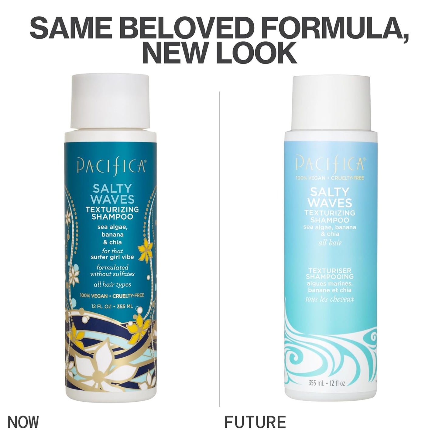Pacifica Salty Waves Texturizing Shampoo - Beachy Textured, Messy Look, Hair Styles - Moisturizing Hair Care w/ Vitamin B & E - Banana Scent Clean Beauty Vegan & Cruelty-Free Dermatologist Tested