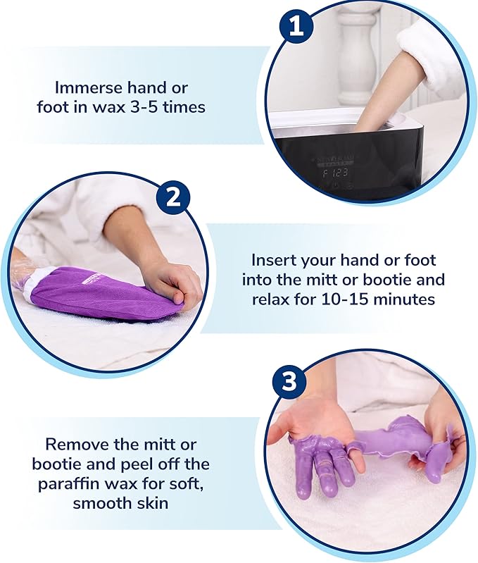 Paraffin Wax Mitts for Hand and Foot, Thick Heat Therapy Insulated Terry Cloth for Paraffin Treatments, Use For Pedicure Foot Spa - Purple