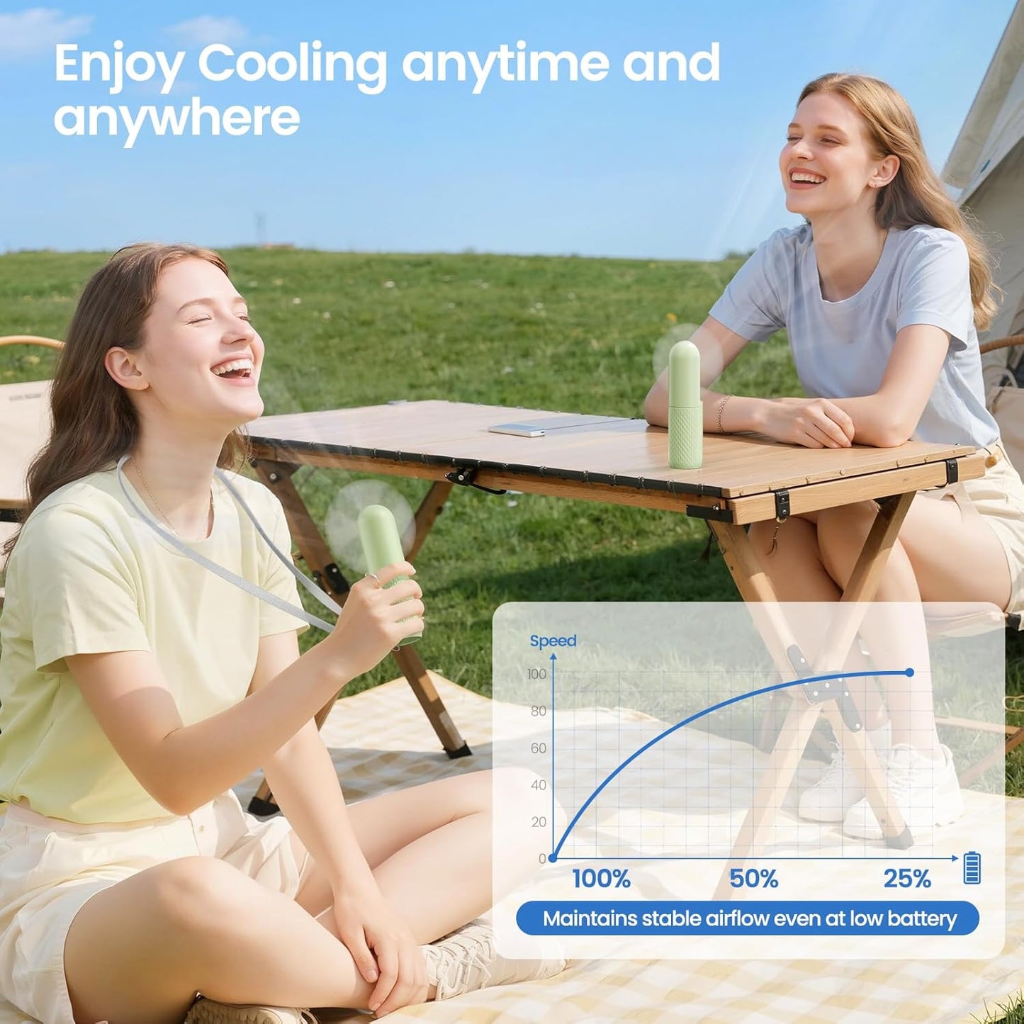 Handheld Mini Fan, Rechargeable Battery Operated small Portable Fan Up to 15 Working Hours, Powerful Safety Design Pocket Fans for Travel/Outdoor/Concert/Beach/Make-up, Gifts for Mom, Teens, Green