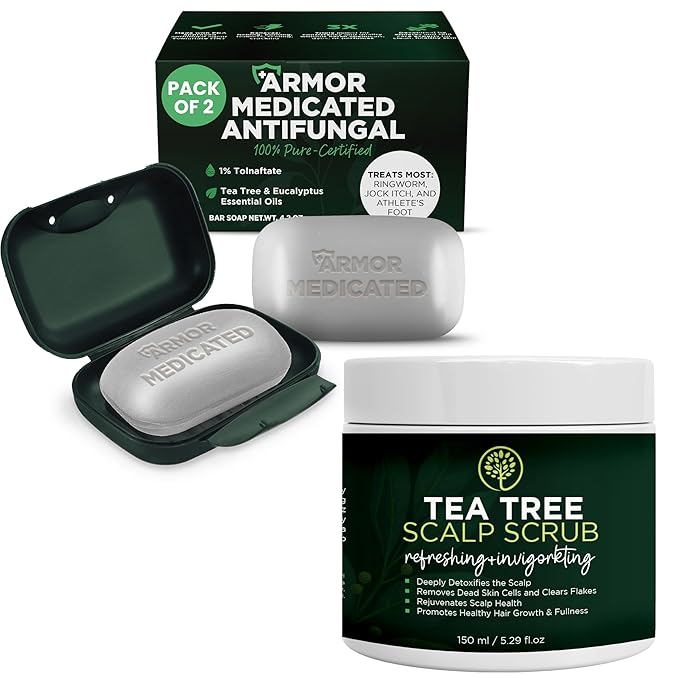 Tea Tree Scalp & Body Renewal Set | Exfoliating Scalp Scrub & Antifungal Soap for Deep Cleansing & Refreshing Skin