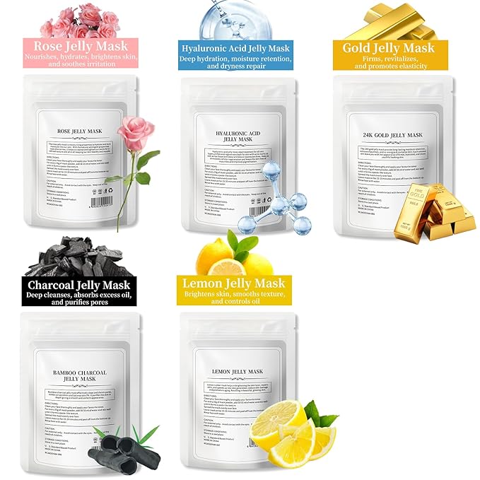 Peel-Off Jelly Mask Hydrating Cleaning Mask Spa Easy DIY Home Spa, Hydrating Icy Jelly Mask For Skin ROSE+Bamboo Charcoal