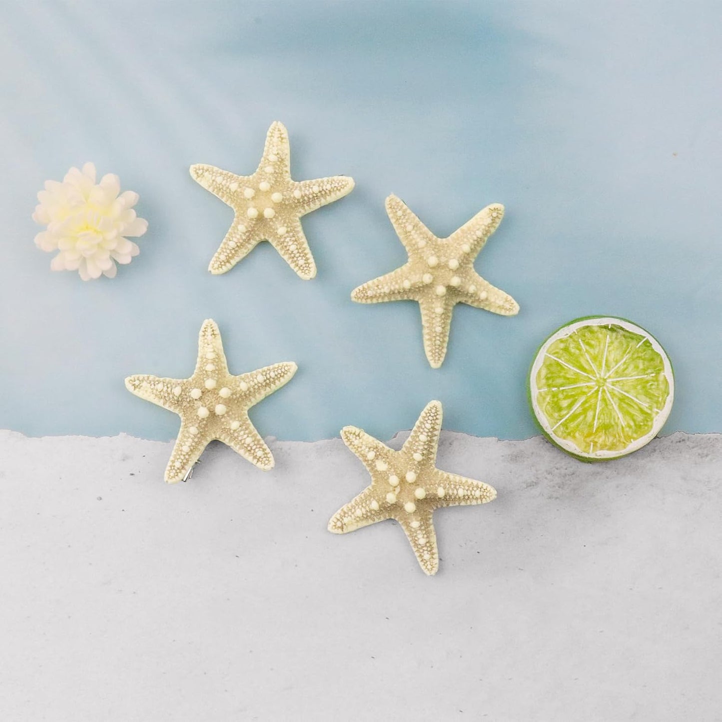 4 Pcs Starfish Hair Clip Mermaid Costume Accessories for Women and Girls Resin Sea Star Hairpins Seashell Clips Accessories for Mermaid Halloween Beach Costume