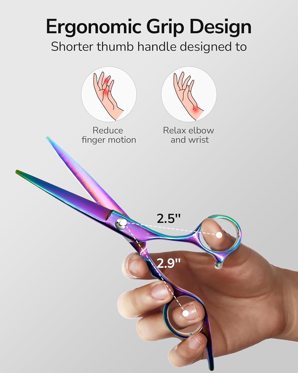 ULG Hair Cutting Scissors, Professional Hair Scissors 6.5 inch Right-Hand Razor Edge Barber Shears Salon Hair Cutting Shears Made of Japanese Stainless Steel, Hand Sharpened Rainbow