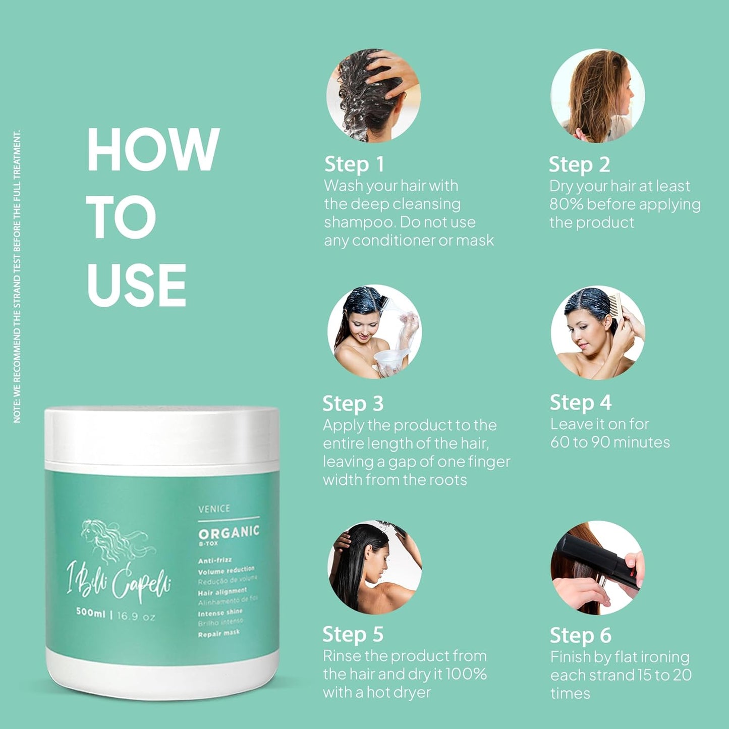 I Belli Capelli Venice Botox Hair Treatment - Reduce Frizz, Smoothness, Rejuvenates Dry and Damaged Hair, Deep Hydration, Volume Control,-Formaldehyde-Free, Organic Hair Botox (17.6 oz/500 ml)