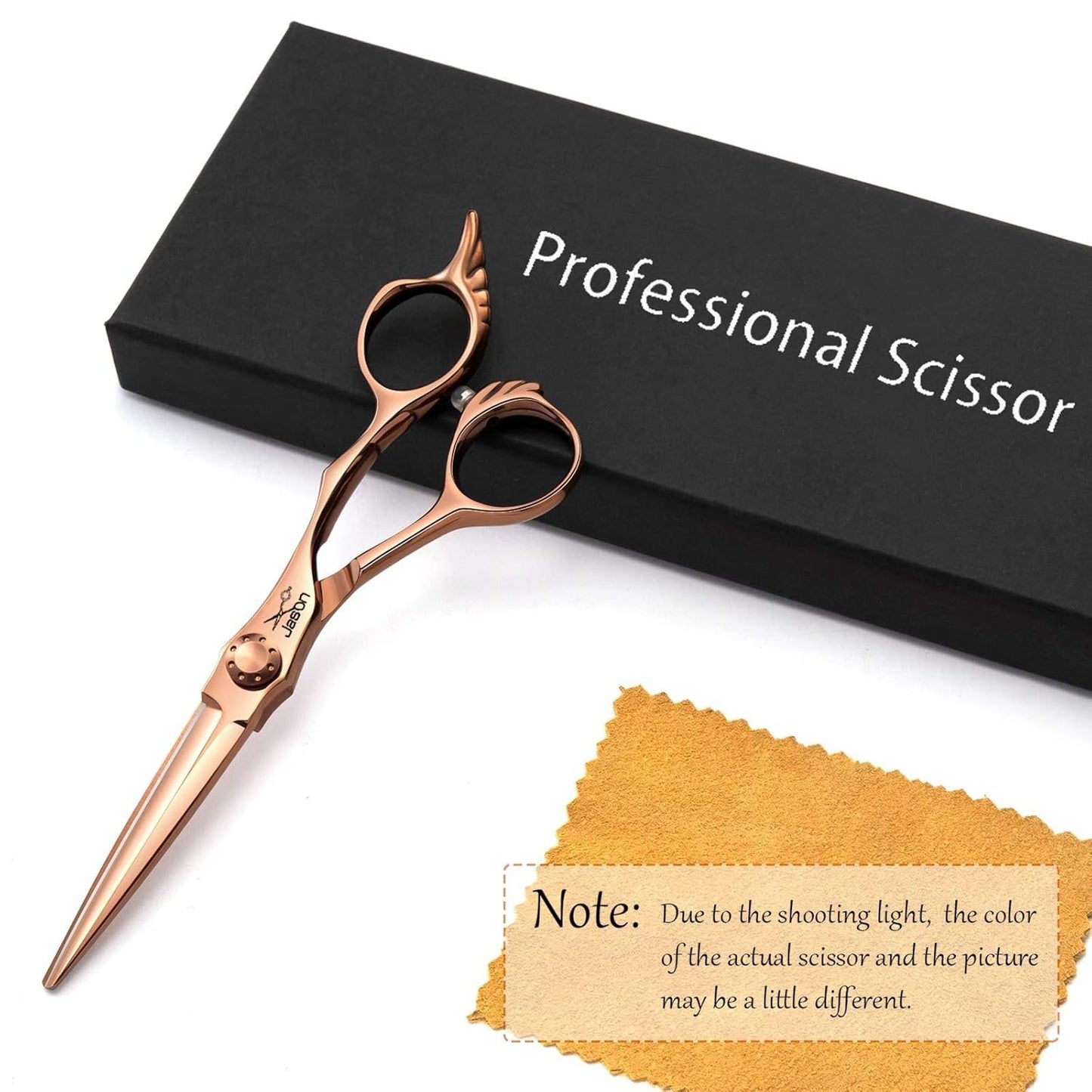 JASON 6" Hair Cutting Scissors - Professional Haircut Scissor Hair Trimming Shear for Barber, Hairdresser, Stylist, Women and Men, 440C Stainless Steel Hair Cutting Shear, Rosegold