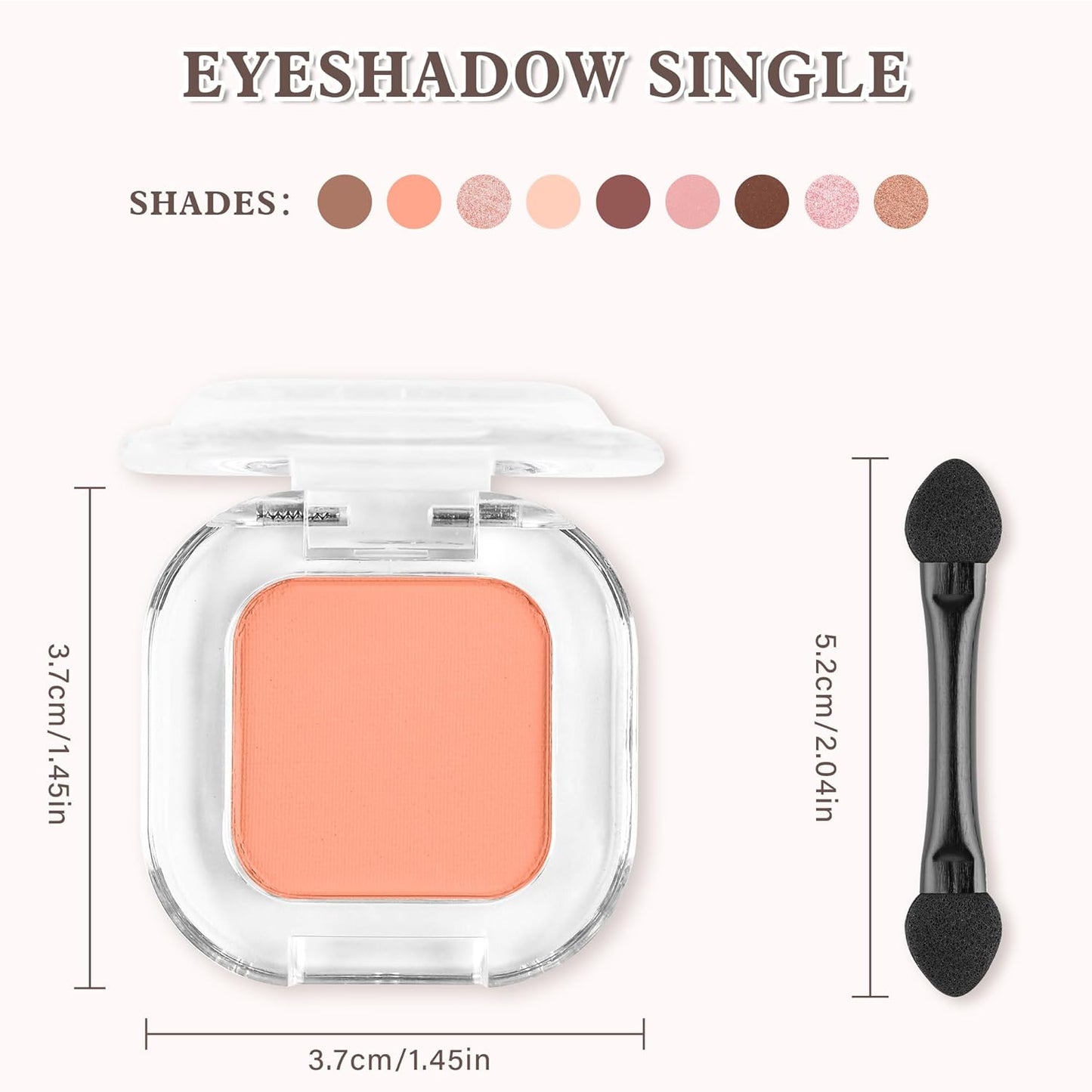 Orange Matte Single Eyeshadow Makeup Powder Palette,High Pigment Blendable Formula Eye Make-up for Women,Neutral Eye Shadow,sombras para ojos,Longwear Waterproof,Vegan & Cruelty-Free,Eyeshadow Gift