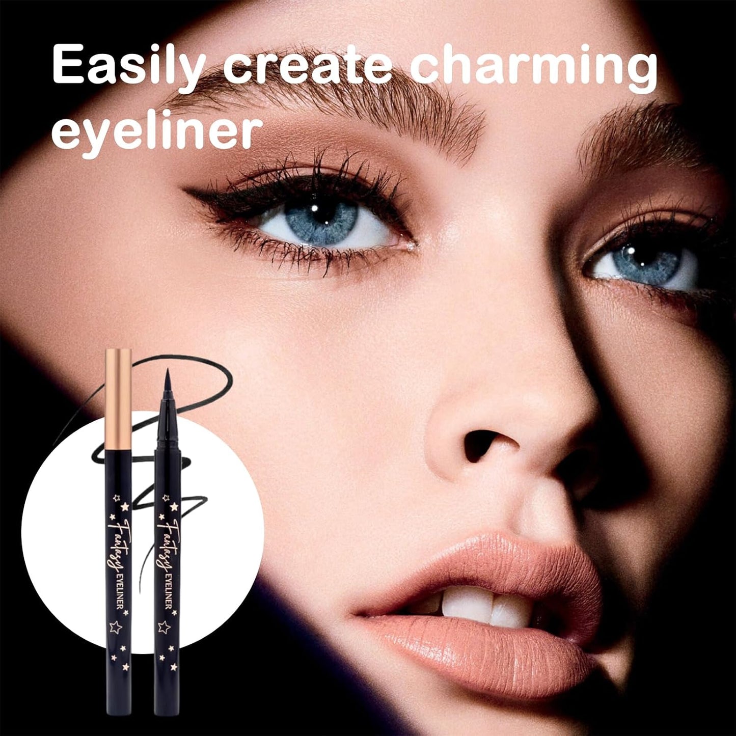 Beauty Fantasy Eyeliner Pen – Ultra-Fine Felt Tip, Waterproof & Smudge-Proof Liquid Eyeliner, 24H Long Wear, Jet Black, Quick-Drying, Cruelty-Free, 0.01 FL.OZ/0.4 ML