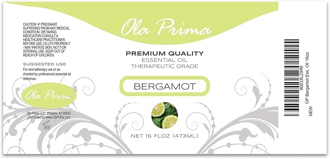 Ola Prima Oils 16oz - Bergamot Essential Oil - 16 Fluid Ounces