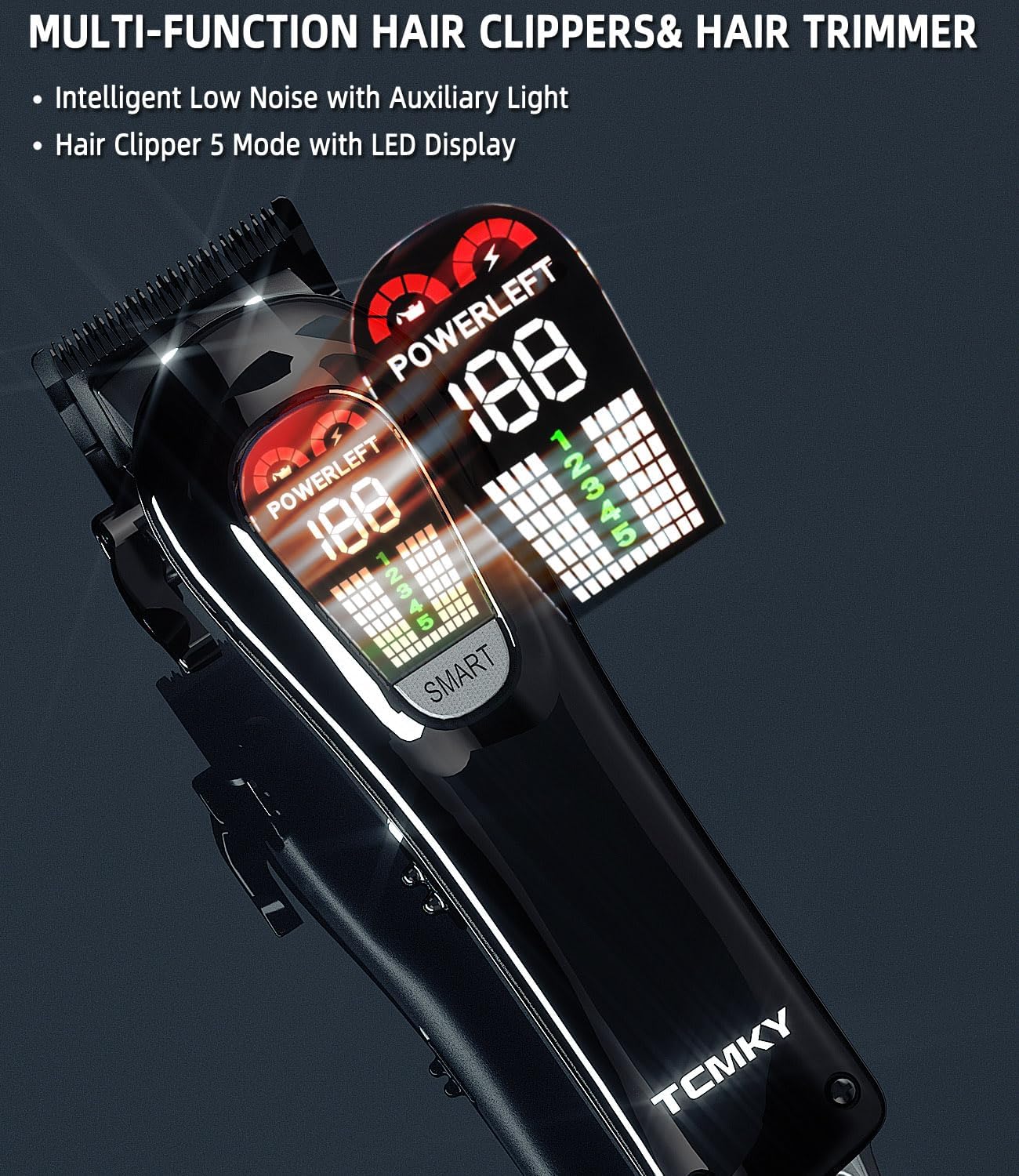 Hair Clippers Professional Cordless for Men, Barber Clippers for Hair Cutting Kit, Wireless LCD Display Hair Trimmers Set, Rechargeable Haircut Machine for Family (Black)