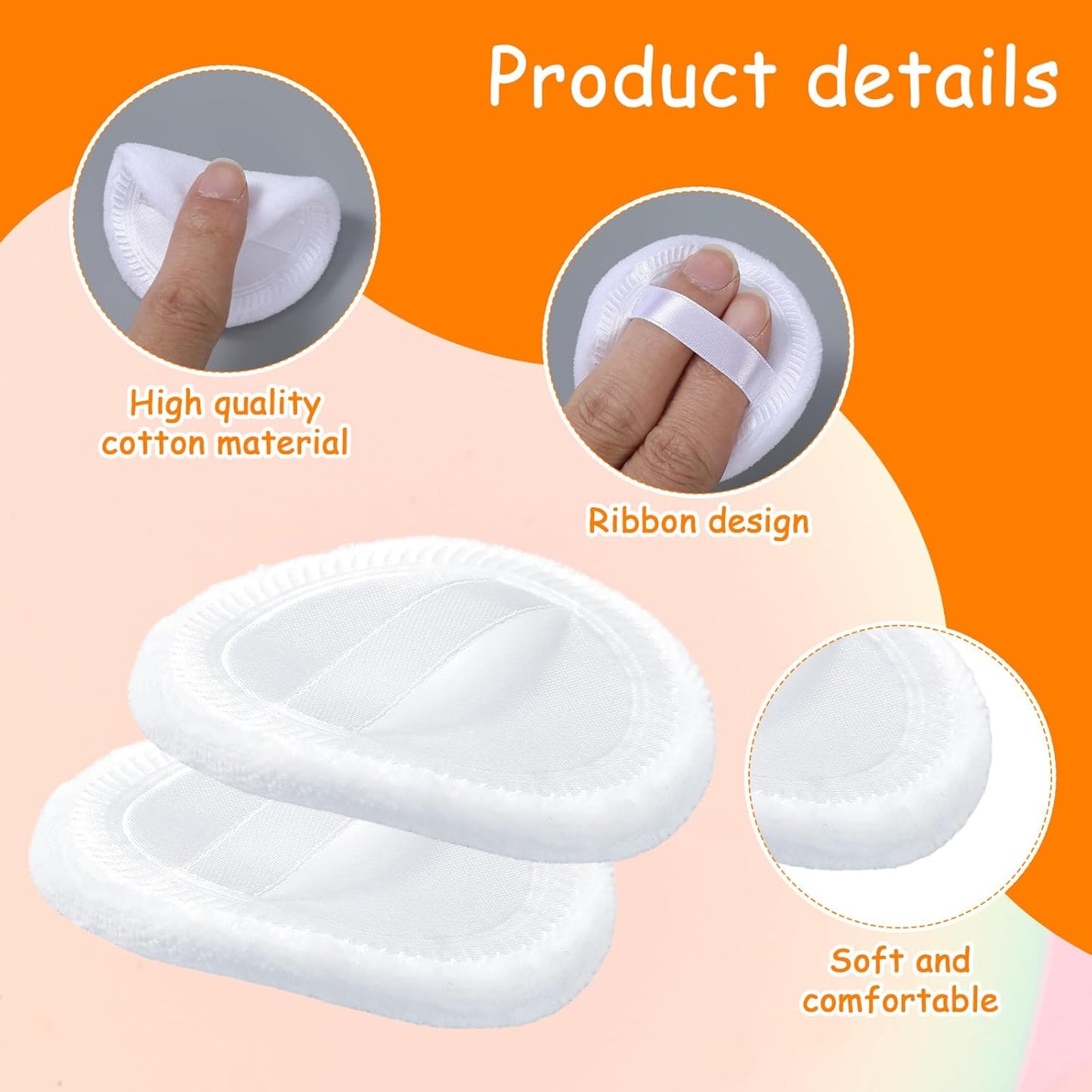40PCS Cotton Powder Puffs Pure Cotton Soft Washable Loose Powder Puff Makeup Puffs for Powders Foundation with Ribbon 2.36 Inch Round Makeup Dusting Powders Puff for Loose Body Wet Dry