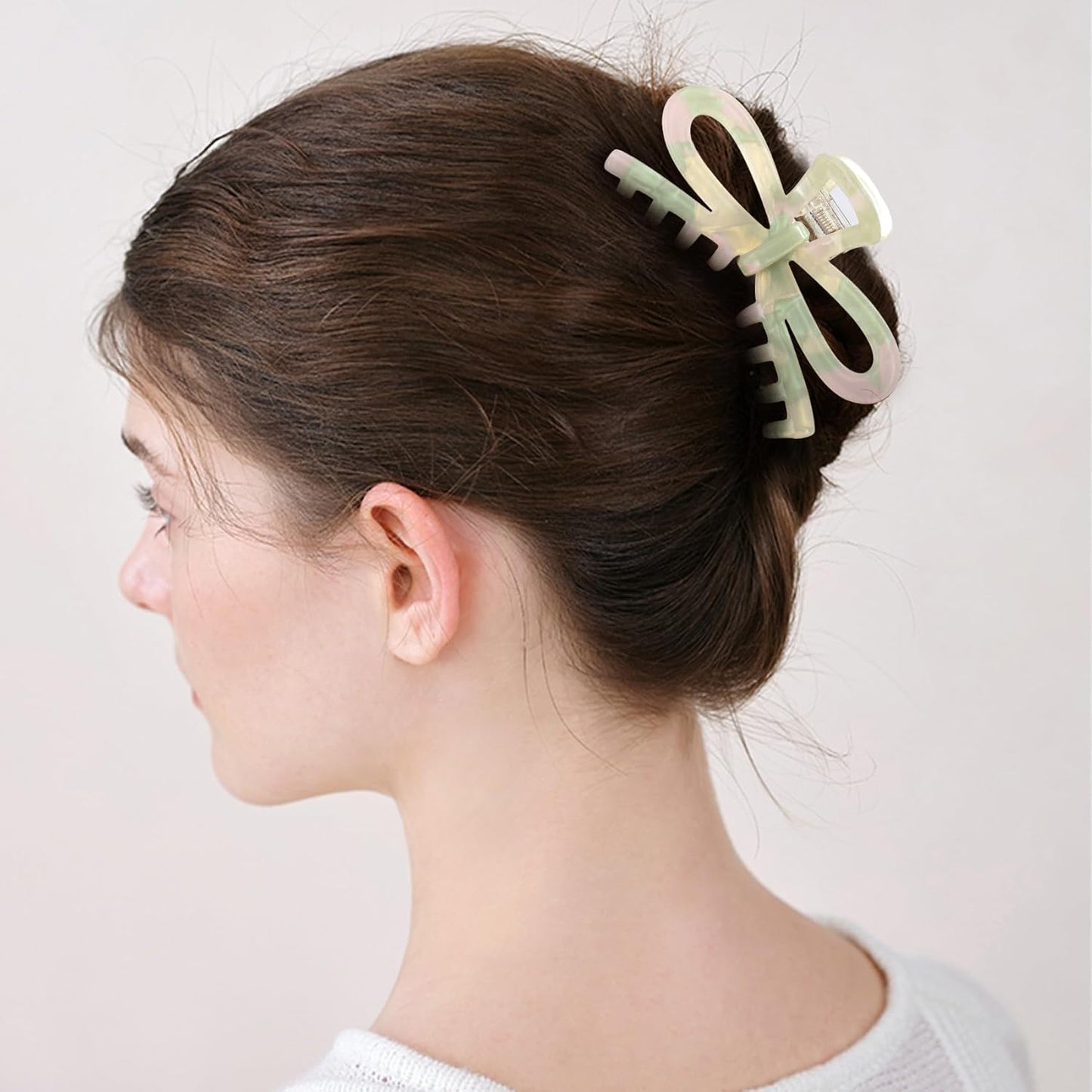 Jayongnee 3 PCS Bow Hair Claw Clips for Women - Non-Slip Hair Clamps for Thin or Thick Hair - Cute Butterfly Hair Accessories for Women Girls - Elegant Hair Styling Accessories (bow 1, large)